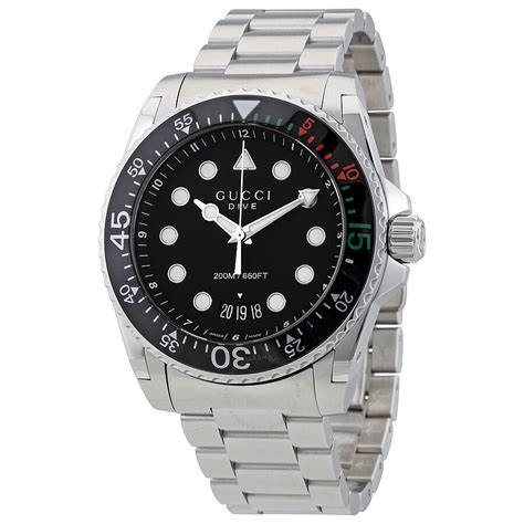 gucci dive xl black dial stainless steel men& 39|Gucci dive.